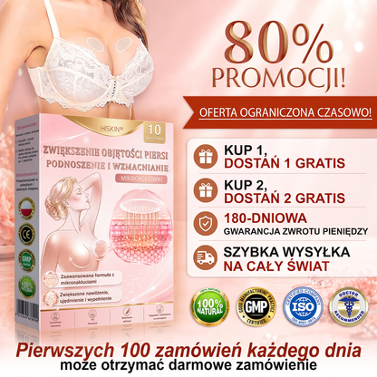 🌟 HISKIN® Mikroigłowe plastry na piersi wspierające efekt pełniejszego wyglądu, liftingu i ujędrnienia